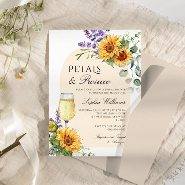 Convites Placas e Chá de panela Prosecco de Arcos Sunflower (Criador carregado)