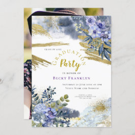 Convites Placas Florais/Douradas Roxas/Foto/Graduação