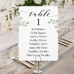 Convites Placas Gráficas com Curso Verde para Caligrafia Ne<br><div class="desc">A caligrafia preta invertida escrevendo o papel branco nítido com gráficos verdes de eucalipto para oito placas de mesa de convidados.</div>