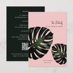 Convites Placas modernas de gabinete de casamento tropical