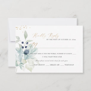 Convites Placas RSVP de Algodão Azul Dusty PixDezines