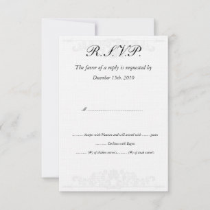 Convites Placas RSVP de Casamento Branco/Silver Elegante
