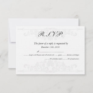 Convites Placas RSVP de Casamento Branco/Silver Elegante