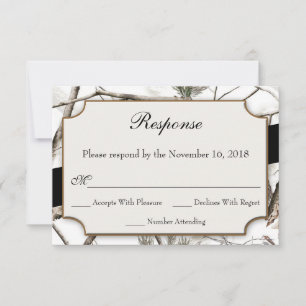 Convites Placas RSVP de Casamento da Camouflage de inverno