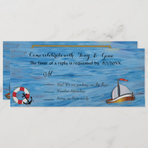 Convites Placas RSVP de Casamento de Casamento de Boat de V