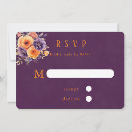 Convites Placas RSVP de Casamento Floral de Cor Laranja Rox
