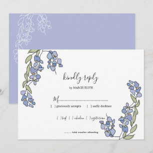 Convites Placas RSVP de Casamento Floral de Wisteria Desenh