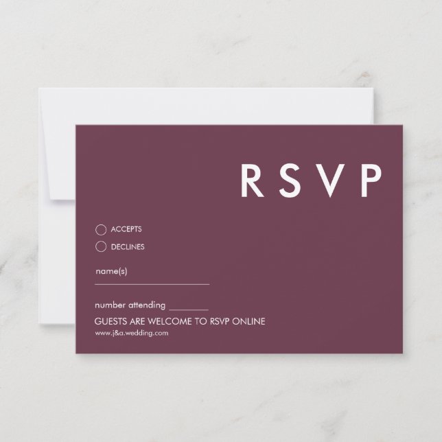 Convites Placas RSVP de Casamento Minimalista (Frente)