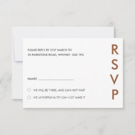 Convites Placas RSVP de Casamento Minimalista