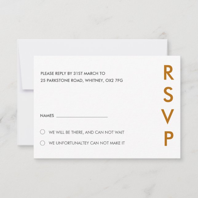 Convites Placas RSVP de Casamento Minimalista (Frente)