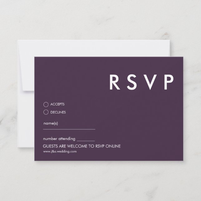 Convites Placas RSVP de Casamento Minimalista (Frente)