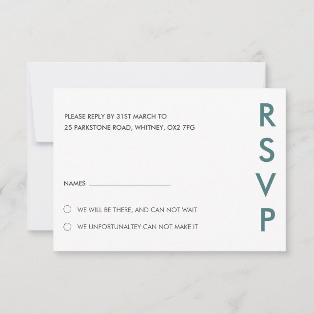 Convites Placas RSVP de Casamento Minimalista (Frente)