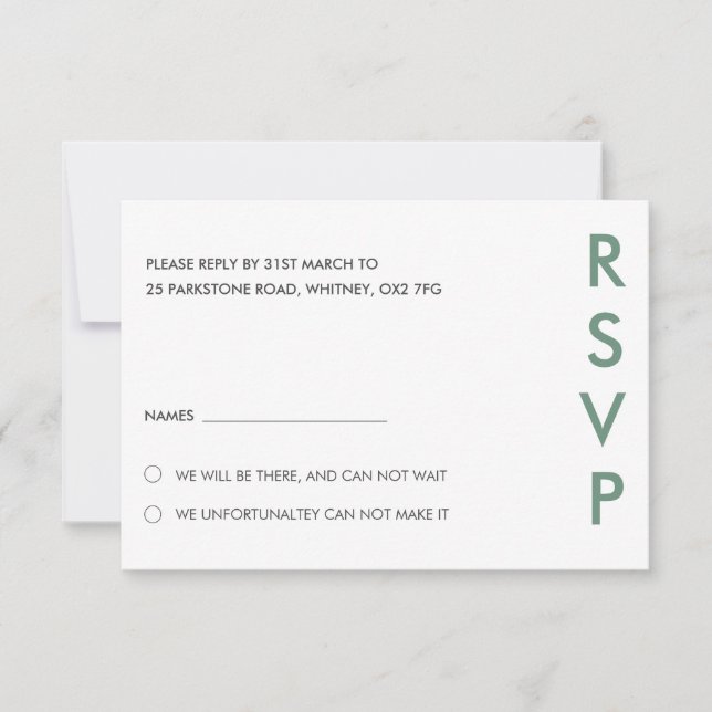 Convites Placas RSVP de Casamento Minimalista (Frente)