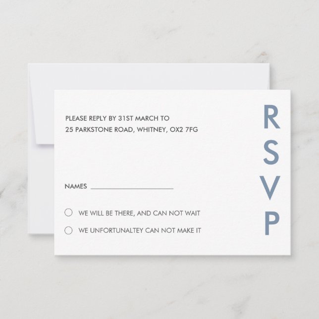 Convites Placas RSVP de Casamento Minimalista (Frente)