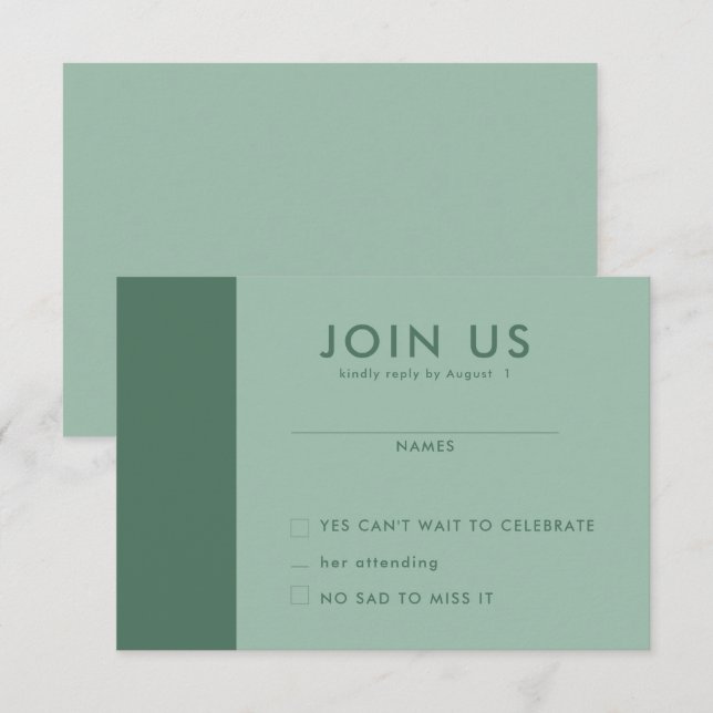 Convites Placas RSVP de Casamento Minimalista (Frente/Verso)