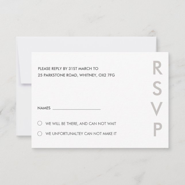 Convites Placas RSVP de Casamento Minimalista (Frente)