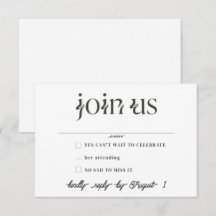 Placas RSVP de Casamento Minimalista