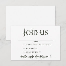 Convites Placas RSVP de Casamento Minimalista