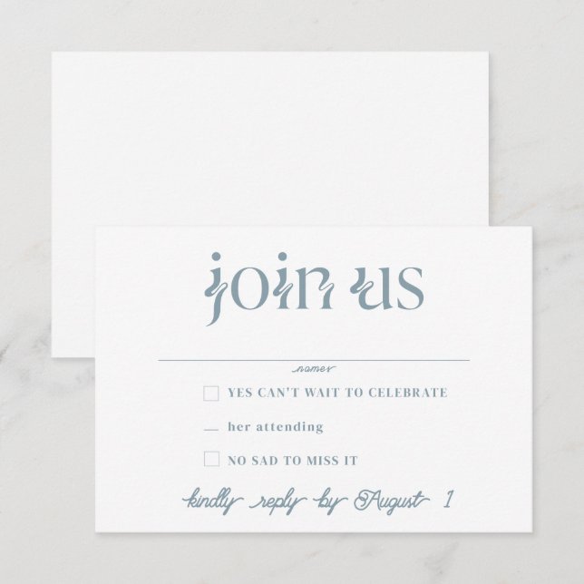Convites Placas RSVP de Casamento Minimalista (Frente/Verso)
