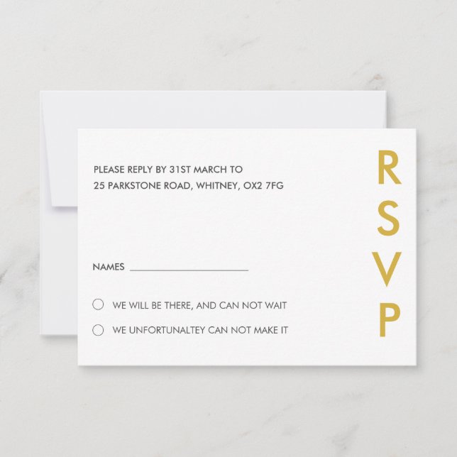 Convites Placas RSVP de Casamento Minimalista (Frente)
