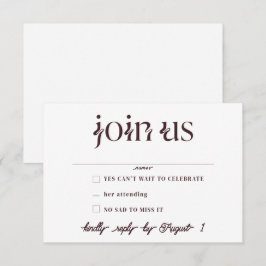 Convites Placas RSVP de Casamento Minimalista