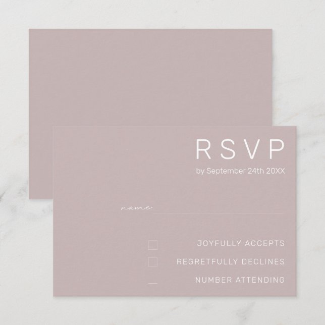 Convites Placas RSVP de Casamento Minimalista (Frente/Verso)