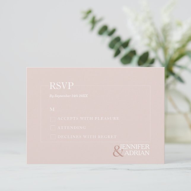 Convites Placas RSVP de Casamento Minimalista (Em pé/Frente)