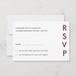 Convites Placas RSVP de Casamento Minimalista