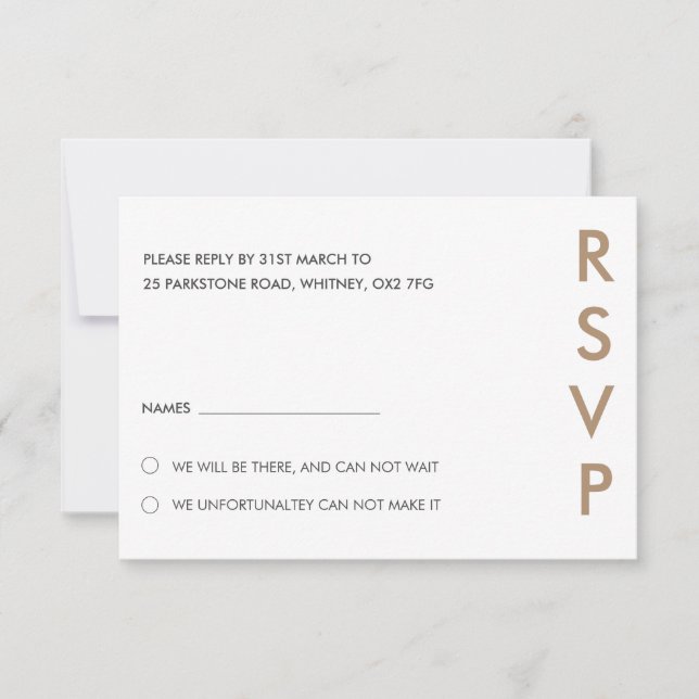 Convites Placas RSVP de Casamento Minimalista (Frente)