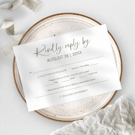 Convites Placas RSVP de Casamento Minimalista Simples