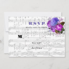 Convites Placas RSVP de Casamento Musical Elegante