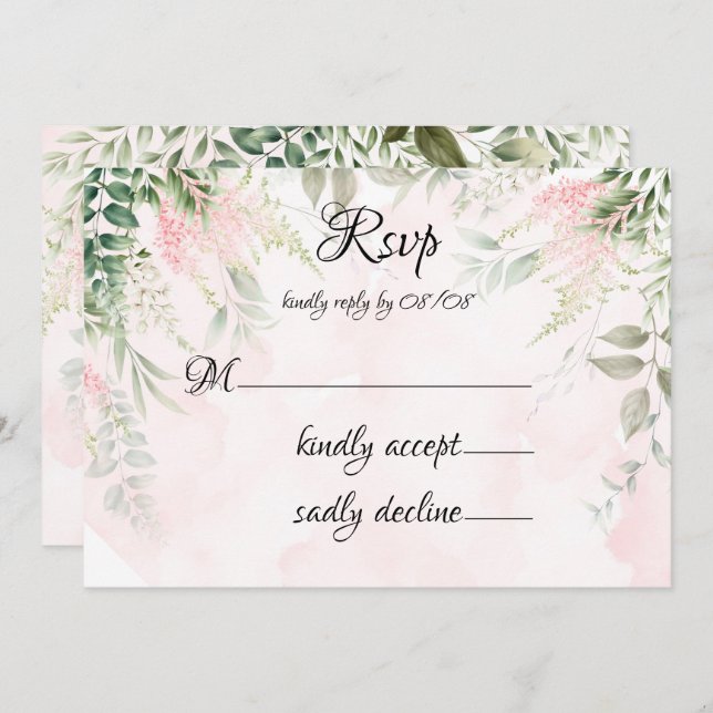 Convites Placas RSVP de Casamento Verde - Quadrinhos Cor-de (Frente/Verso)