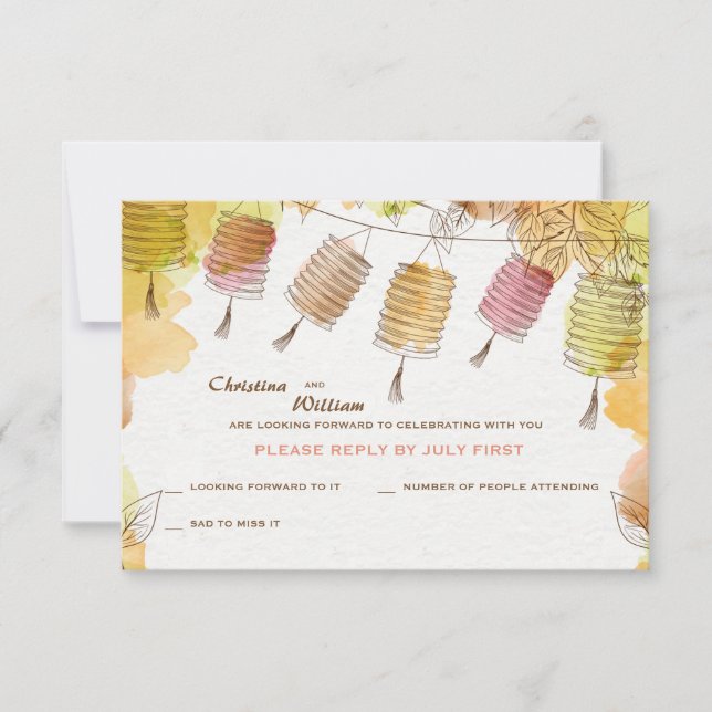 Convites Placas RSVP de Seis Lanternas (Frente)