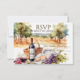 Convites Placas RSVP horizontais de vinhedo de aquarela