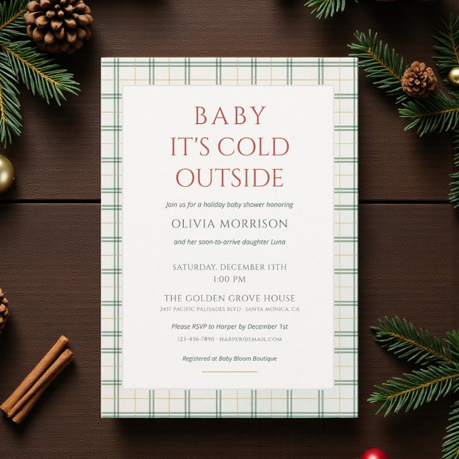 Convites Plaid Baby It's Cold Outside Baby Shower (Criador carregado)