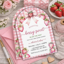 Plaid Coquette Berry Sweet Baby Shower Blush Berry