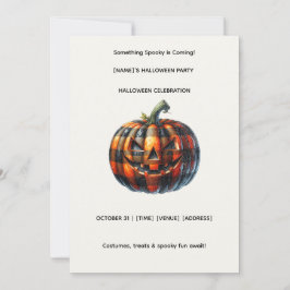 Convites Plaid Pumpkin Halloween Party Invitation