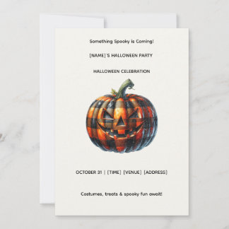Convites Plaid Pumpkin Halloween Party Invitation