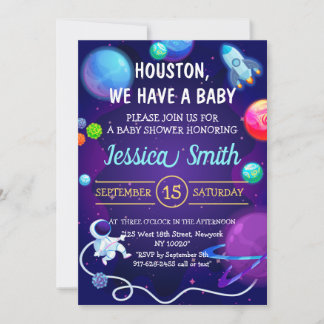 Convites Planeta Astronauta Azul do Chá de fraldas Espacial