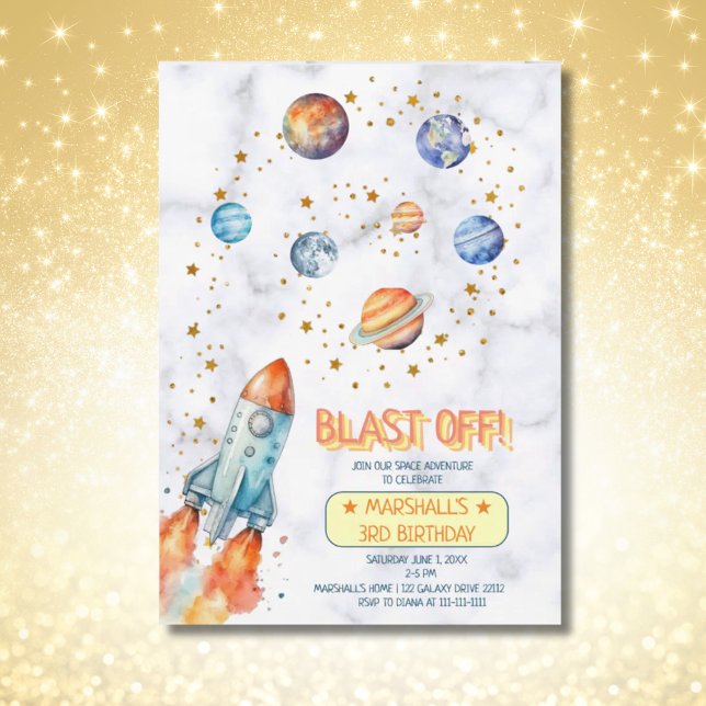 Convites Planetas da Galáxia do Espaço Exterior Sistema Sol (Outer Space Galaxy Planets Photo Birthday Invitation)