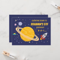 Planetas de Aniversário e Navio-Foguete no Espaço