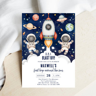 Convites Planetas do Espaço Exterior Aniversário de Menino