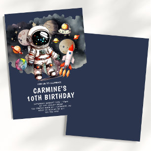 Convites Planetas do Espaço Exterior Menino 10º Aniversário