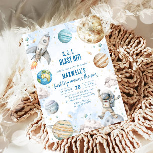 Convites Planetas do Espaço Exterior Menino Astronauta Aniv