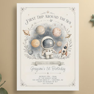 Convites Planetas do Espaço Sideral Aniversário de 1 ano Aq