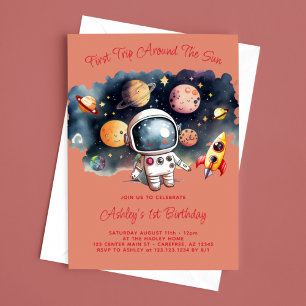 Convites Planetas do Espaço Sideral Menina 1º Aniversário