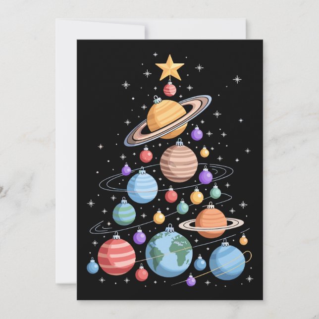 Convites Planetas do Sistema Solar Árvore de Natal Espaço F (Frente)