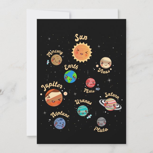 Convites Planetas do Sistema Solar Crianças Conhecem o Espa (Frente)