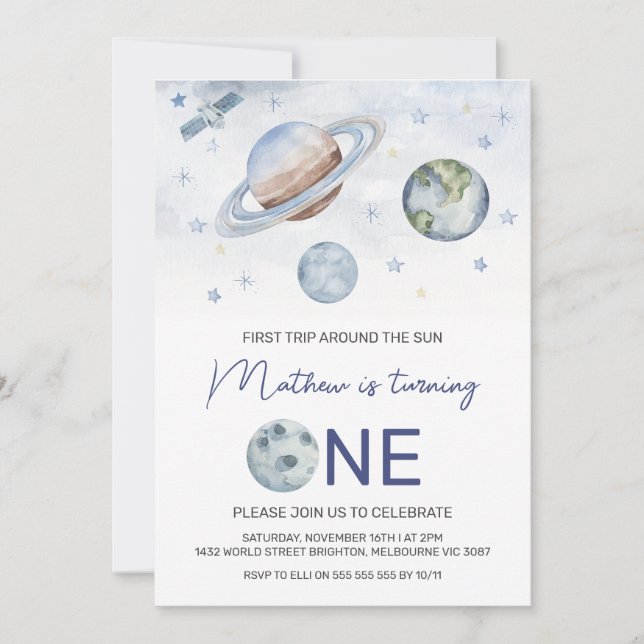 Convites Planetas em primeiro lugar em torno do primeiro an (Frente)