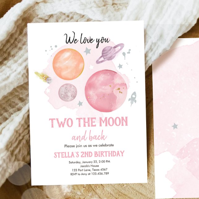 Convites Planetas Espaciais Exteriores Dois O Aniversário D (Criador carregado)